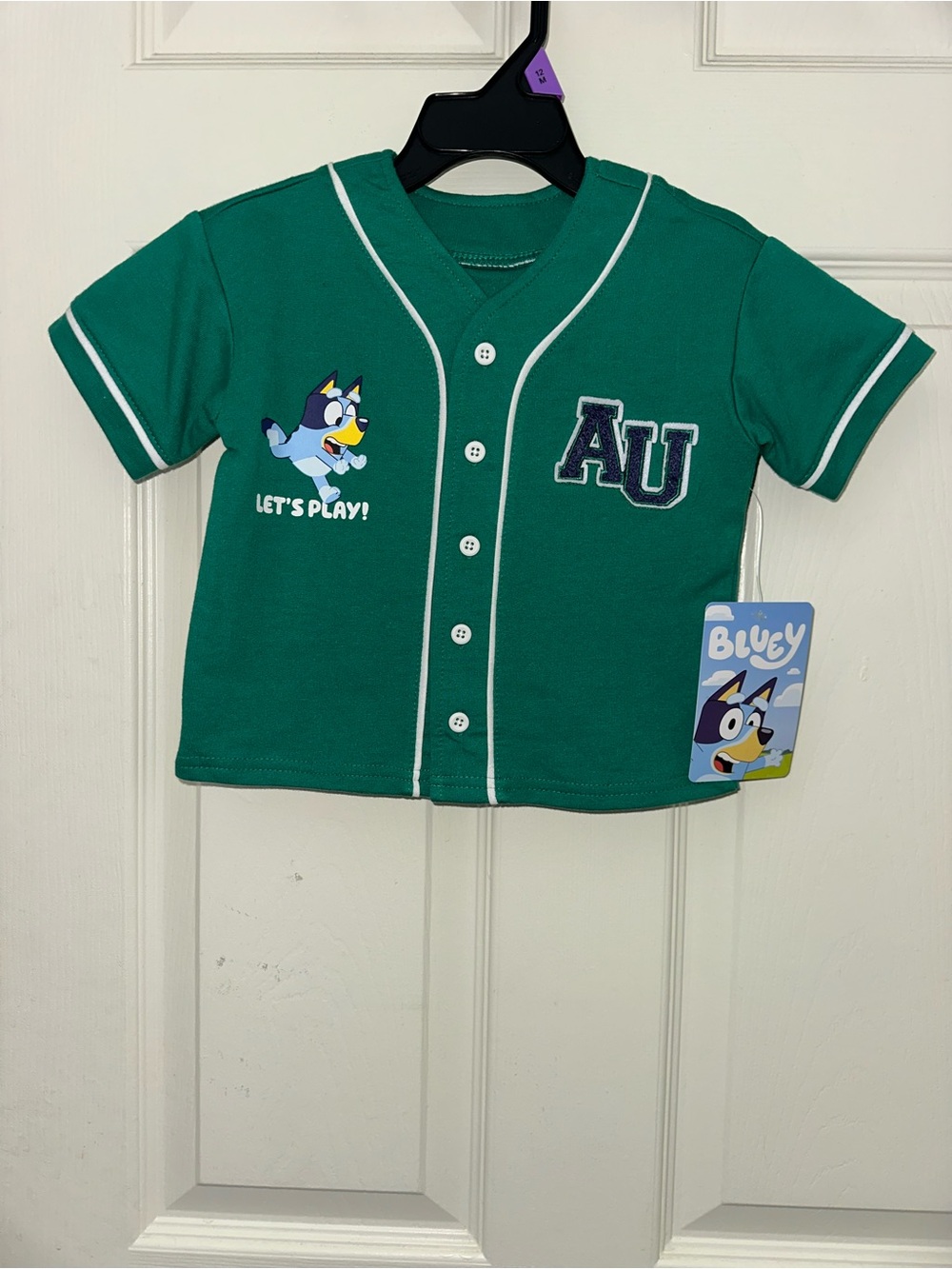 Kids' Green Button-Front Baseball Shirt with AU Patch